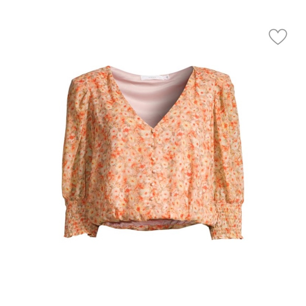Lush Saks Fifth Ave orange & yellow floral crop blouse S
